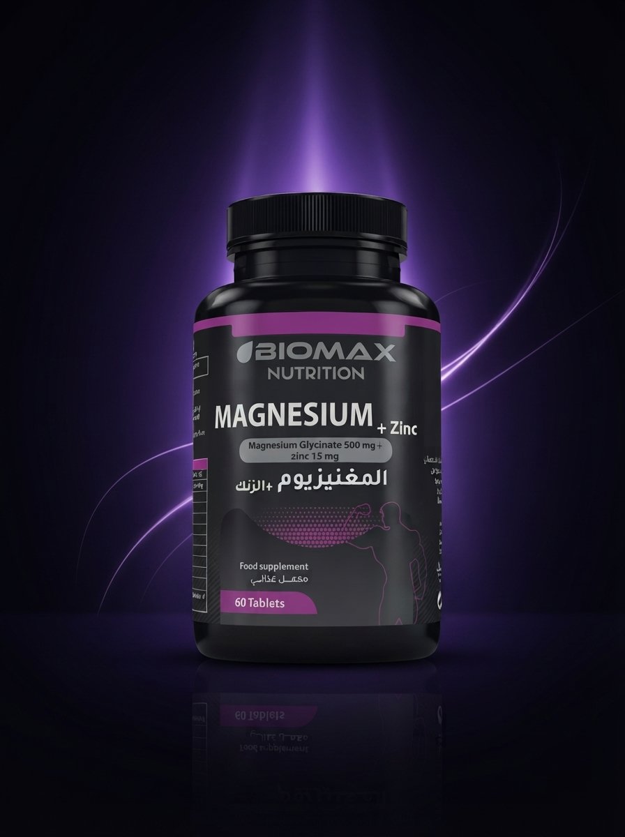 Biomax Nutrition Magnesium (Bisglycinate 500 mg) + Zinc 15 mg – 60 comprimés