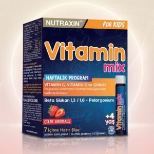 Nutraxin For Kids Vitamin Mix (Vitamine C, D, Zinc + Bêta-glucane) – 7 shots goût fraise