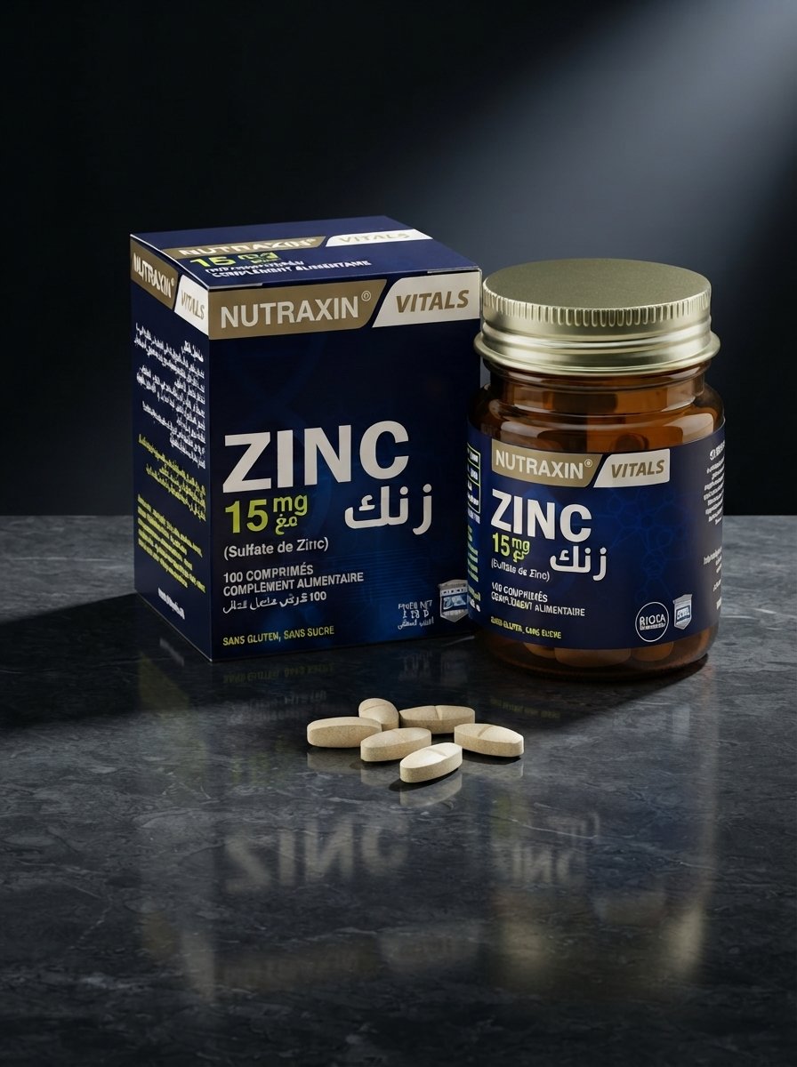 Nutraxin Vitals Zinc 15 mg (Sulfate de Zinc) – 100 comprimés