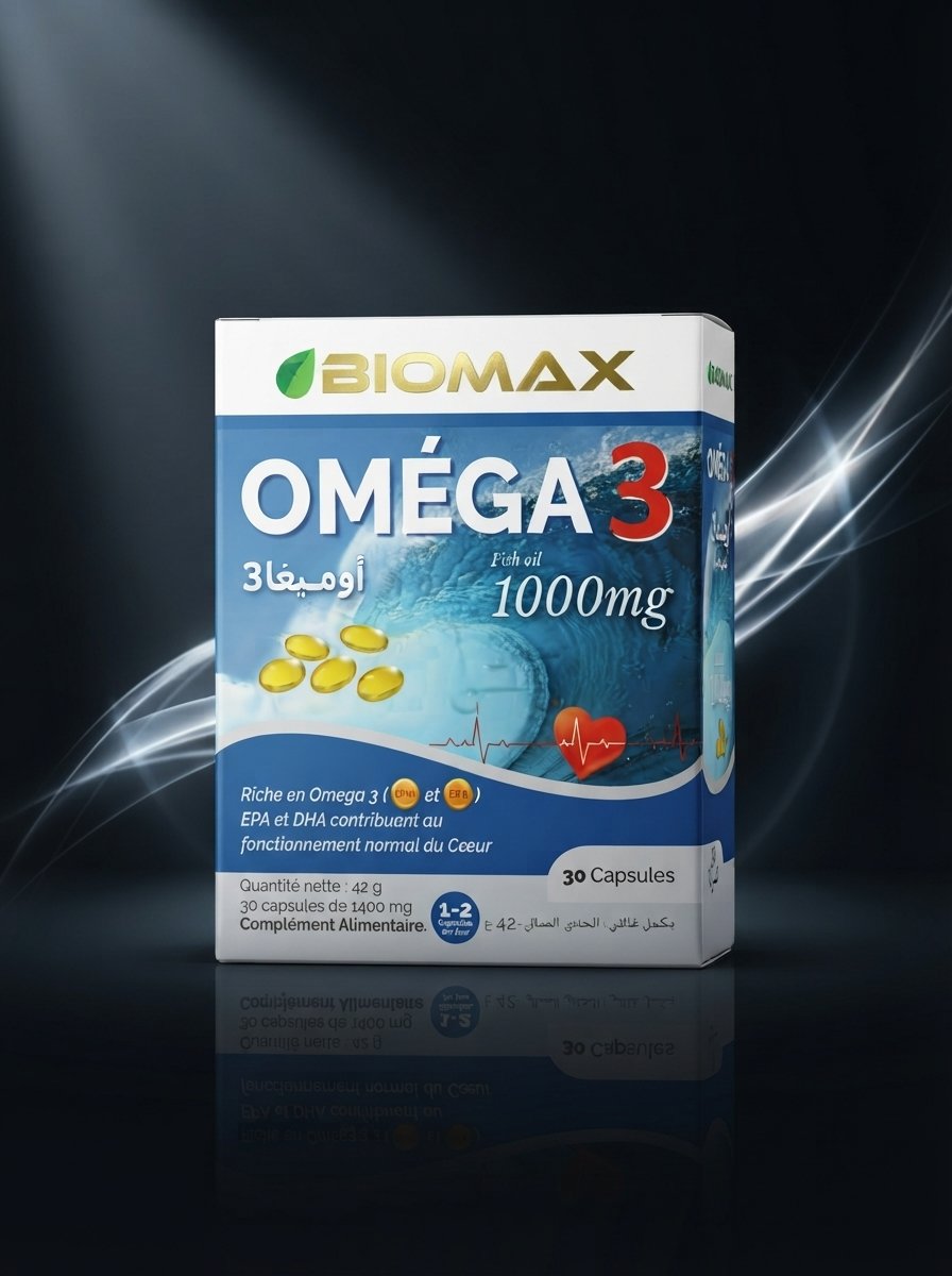 Biomax Oméga-3 1000 mg (Huile de Poisson) – 30 capsules