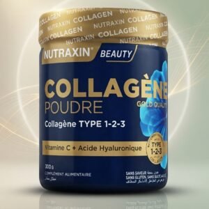 Nutraxin Beauty Collagène Poudre Type 1-2-3 (Vitamine C + Acide Hyaluronique) – 300 g