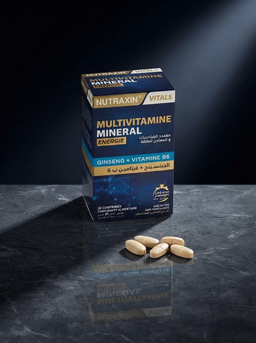 Nutraxin Vitals Multivitamine Mineral Énergie (Ginseng + Vitamine B6) – 30 comprimés